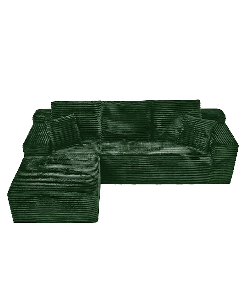 Streamdale Furniture Minimalist No-Assembly Corduroy Sectional Sofa with Chaise