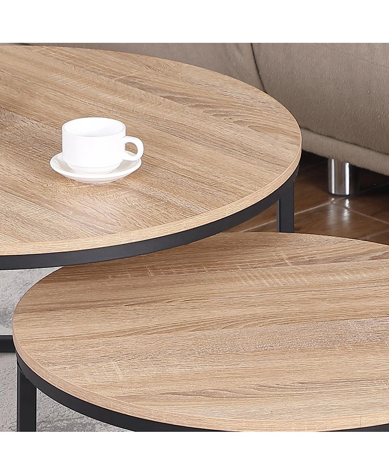 Streamdale Furniture Round Nesting Accent Coffee Table Modern Industrial