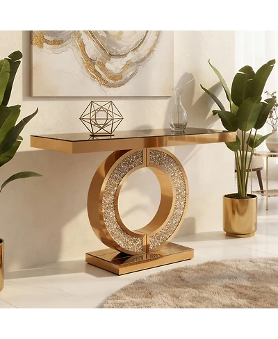 Streamdale Furniture Mirrored Console Table with Crushed Diamond Inlay.