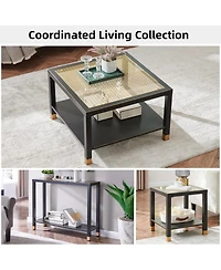 Streamdale Furniture Matte Steel and Mesh Glass Coffee Table