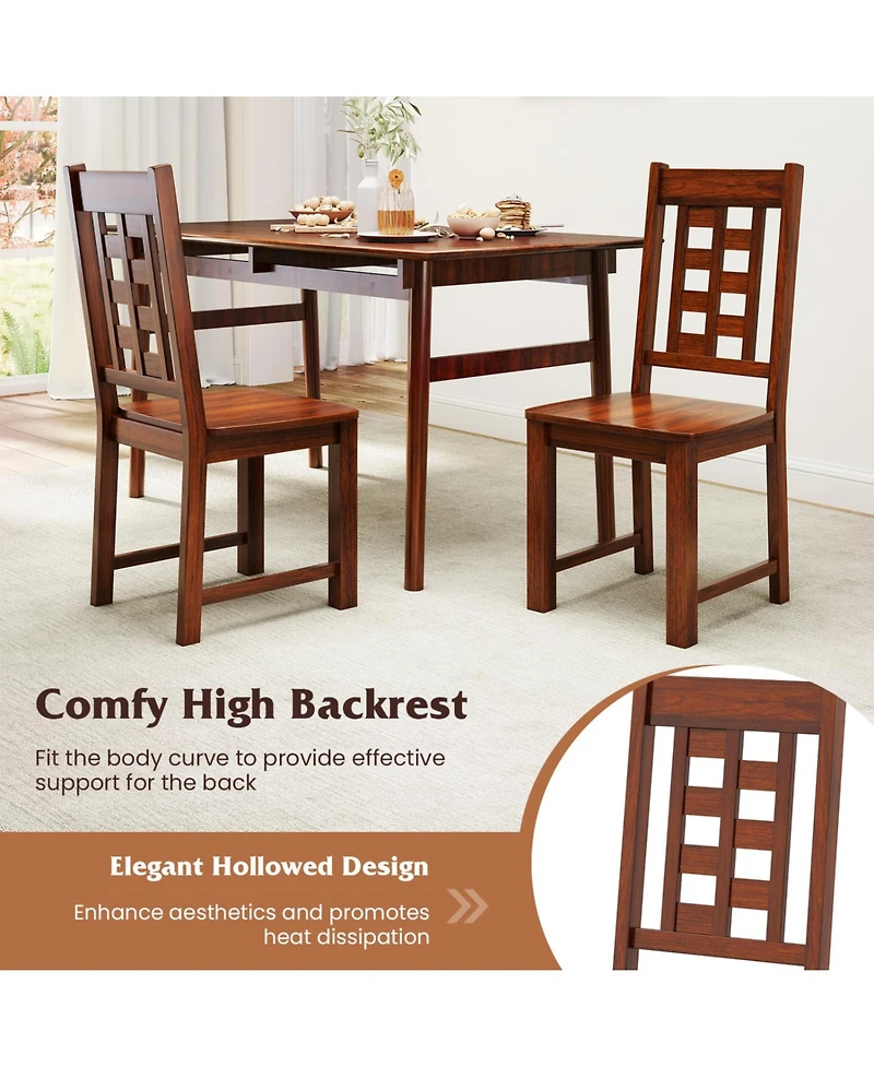 Slickblue Kitchen Dining Chairs Set of 2, Solid Rubber Wood Frame Wooden Seating for Home