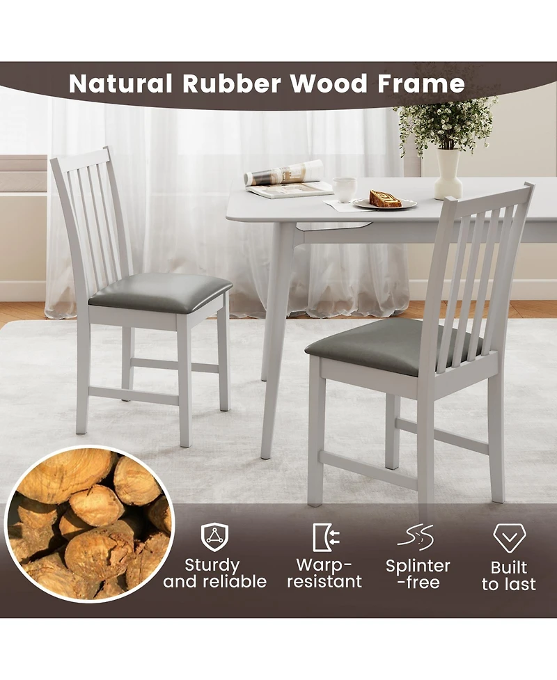 Slickblue Set of 2 Wooden Dining Chairs with Rubber Wood Frame and Comfortable Padded Seat