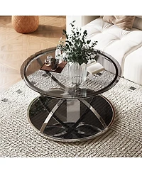 Streamdale Furniture Modern Glass Coffee Table, 2-Tier