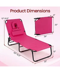 Sugift Folding Face Down Tanning Chair with Face Hole and 3 Removable Pillows