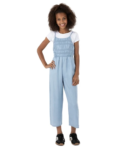 Speechless Girls' 7-16 Short-Sleeve T-Shirt and Jumpsuit, 2-Piece Set