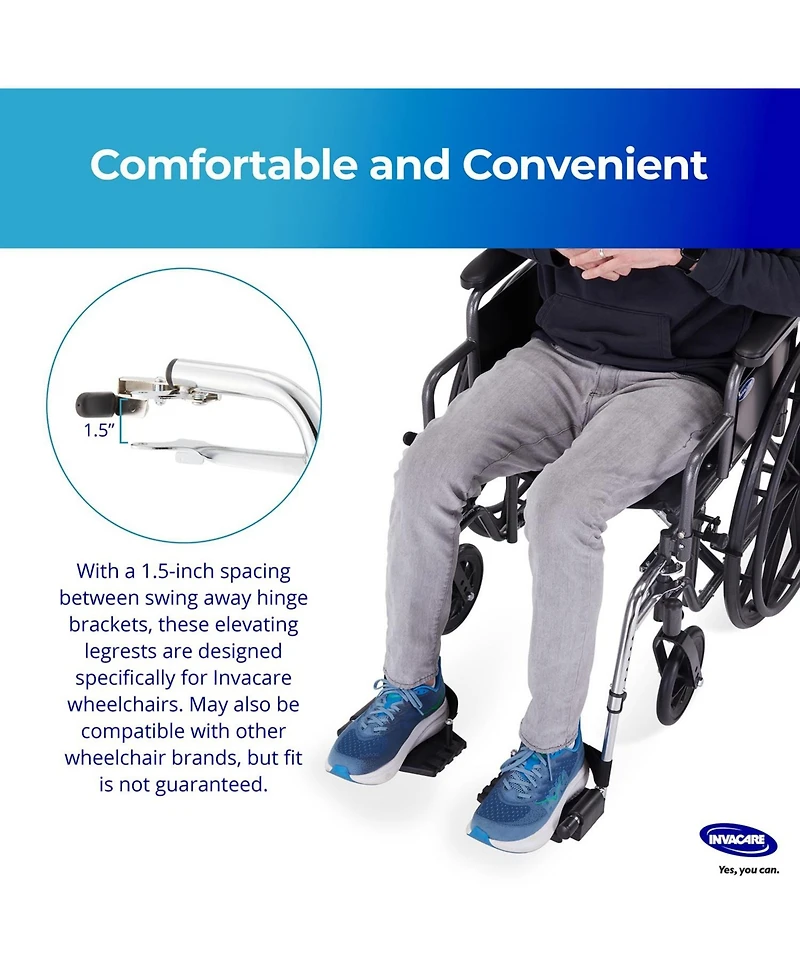 Invacare Wheelchair Legrest with Heel Loops, Swing Away Design and Flip Up Composite Footplate