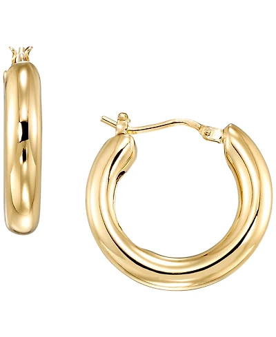 Italian Gold Round Tube Earrings in 10k Yellow Gold