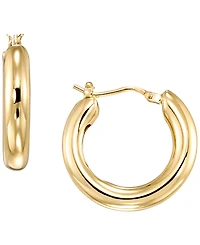 Italian Gold Round Tube Earrings in 10k Yellow Gold