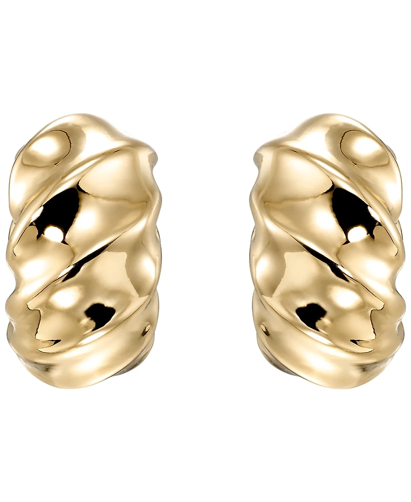 Italian Gold Shrimp C Shape Hoop Earrings in 10k Yellow Gold