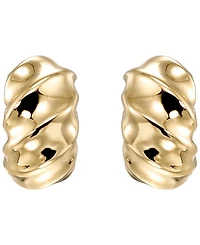 Italian Gold Shrimp C Shape Hoop Earrings in 10k Yellow Gold