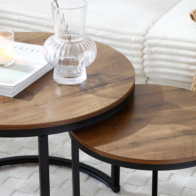 Streamdale Furniture 2-Pc Nesting Coffee/End Tables w/ Metal Frame