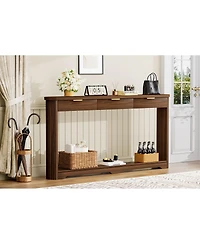 Streamdale Furniture Walnut Wavy Storage Table with Drawers