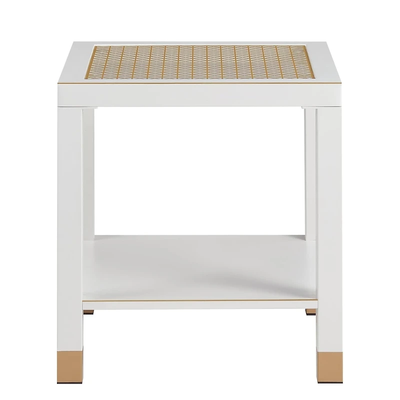Streamdale Furniture Modern 2-Layer Glass End Table with Metal Frame