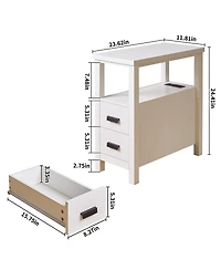 Streamdale Furniture Rustic End Table Charging Station and 2 Drawers