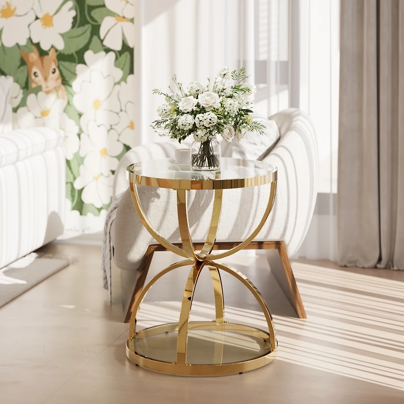Streamdale Furniture Modern Glass 2-Tier Side Table