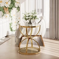 Streamdale Furniture Modern Glass 2-Tier Side Table