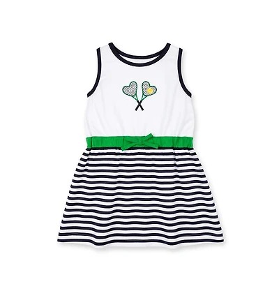 Florence Eiseman Toddler Girls Stripe Knit Dress with Tennis Rackets