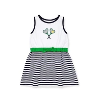 Florence Eiseman Toddler Girls Stripe Knit Dress with Tennis Rackets