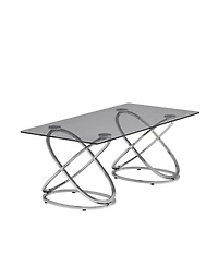 Streamdale Furniture Modern Glass Coffee Table with Chrome Ring Frames