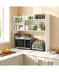 Gymax 37'' Desktop Bookshelf Wooden Organizer w/6 Shelves 2 Anti-tipping Devices