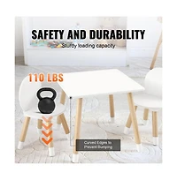 Sugift Kids Table and 2 Chairs Set for Ages 2-8, Pine Wood Activity Table with Curved Safety Edges