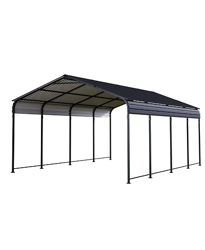 Mondawe 12 x 20 Feet Heavy Duty Metal Carport With Galvanized Steel Roof, Outdoor Shelter For Vehicles