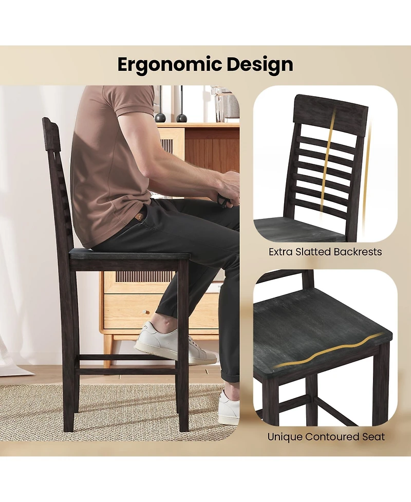 Sugift Dining Chair Set of 2 with Footrests and Solid Wood Frame