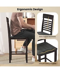 Sugift Dining Chair Set of 2 with Footrests and Solid Wood Frame