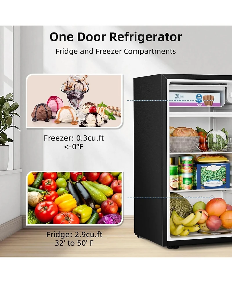 Antarctic Star 3.2 Cubic Feet. Mini Fridge, Quiet Compact Cooler with Freezer