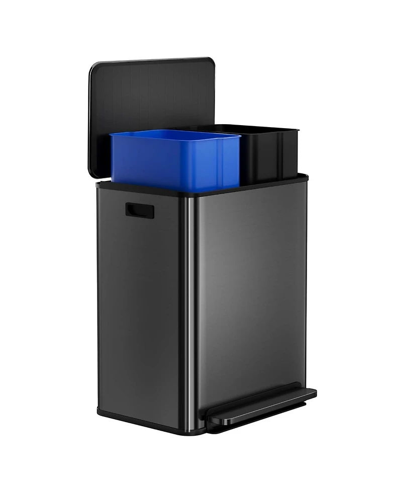 gaomon 16 Gallon Dual Compartment Trash Can, Stainless Steel Recycling Bin