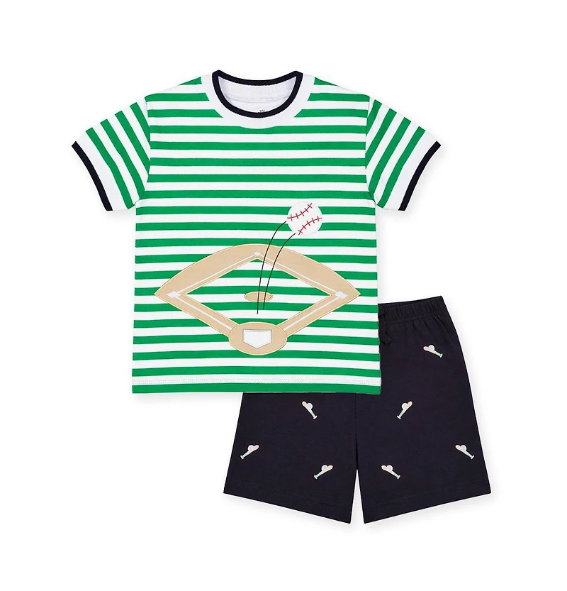 Florence Eiseman Toddler Boys Knit Short Set With Baseball Field