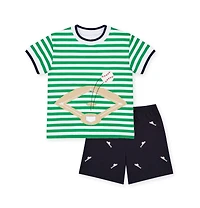 Florence Eiseman Toddler Boys Knit Short Set With Baseball Field