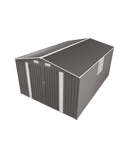 Mondawe Outdoor Metal Storage Shed With 3 Lockable Doors And Window, Large Garden Tool Shed