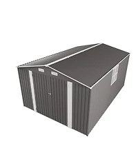 Mondawe Outdoor Metal Storage Shed With 3 Lockable Doors And Window, Large Garden Tool Shed