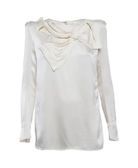Pre-Owned Balmain Women's Satin Bow Detail Raw Edge Blouse