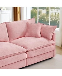 Maison Boucle Chenille Modular Sectional Sofa Couch 3 Seater with Ottoman L Shaped