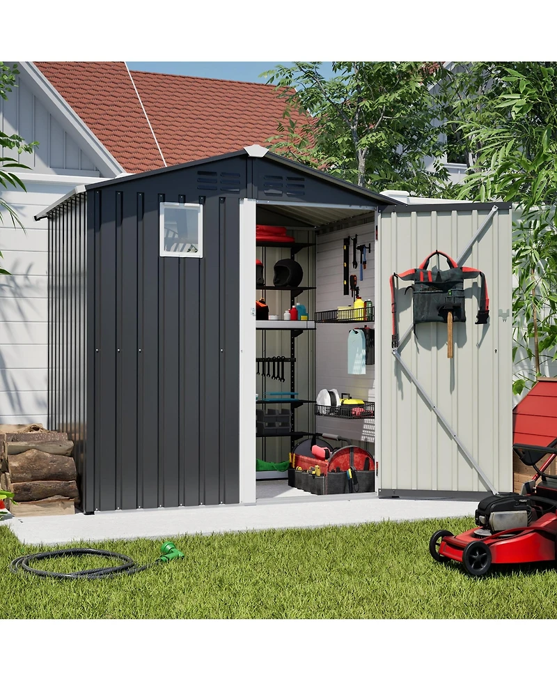 Mondawe 6FT x 4FT Metal Outdoor Storage Shed, Steel Utility Tool Shed Storage House