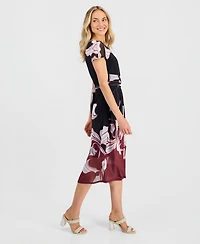 Robbie Bee Women's Printed Mesh Midi Dress