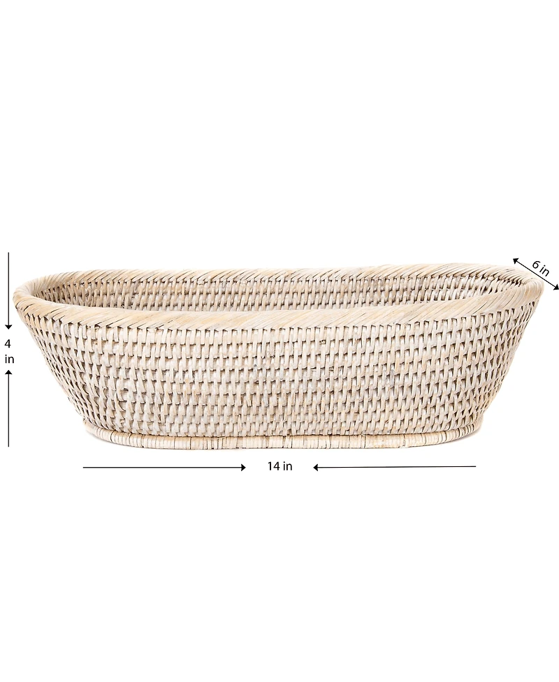 Hand Woven Rattan Oval Bread Basket Serving Tray Display