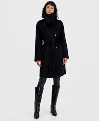 Calvin Klein Women's Double-Breasted Wrap Knit-Collared Coat
