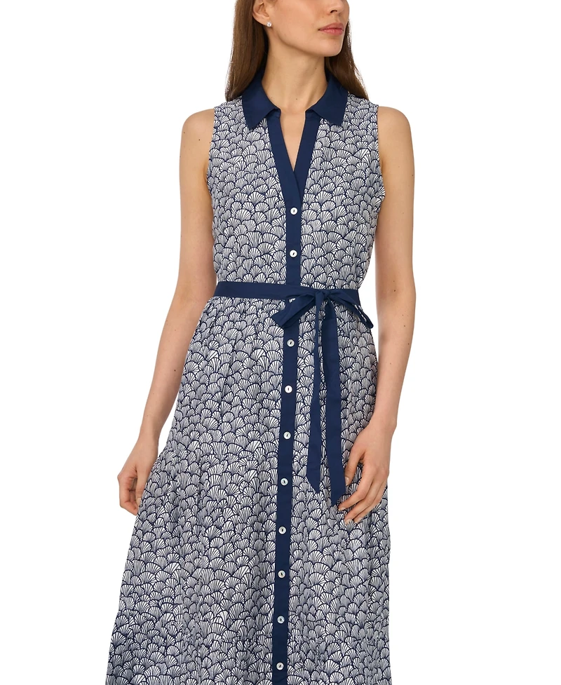 CeCe Women's Cotton-Blend Sleeveless Shirt Dress