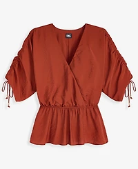 I.n.c. International Concepts Women's Short-Sleeve Faux Wrap Peplum Top, Macy's Exclusive
