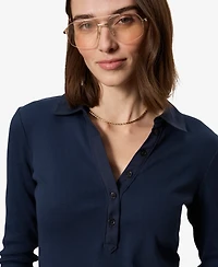 Sanctuary Petite Cotton-Blend Echo Button-Front Top