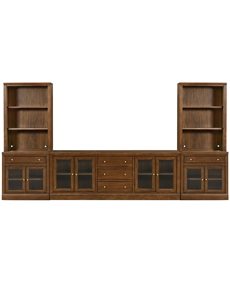 Amren 85" Wood 4 Door Console with Open Hutch