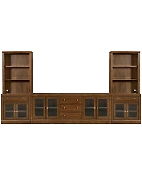 Amren 85" Wood 4 Door Console with Open Hutch