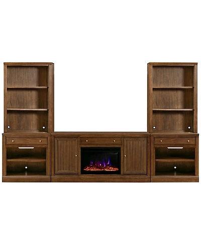 Amren 65" Wood 2 Door Console with Fireplace and Drawer Open Base Hutches