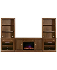 Amren 65" Wood 2 Door Console with Fireplace and Drawer Open Base Hutches