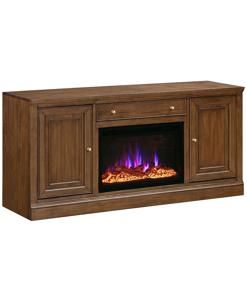 65" 2 Door Console With Drawer And Fireplace