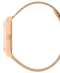 Bcbg Women's Quartz Rectangle Rose Gold Stainless Steel Watch 23mm