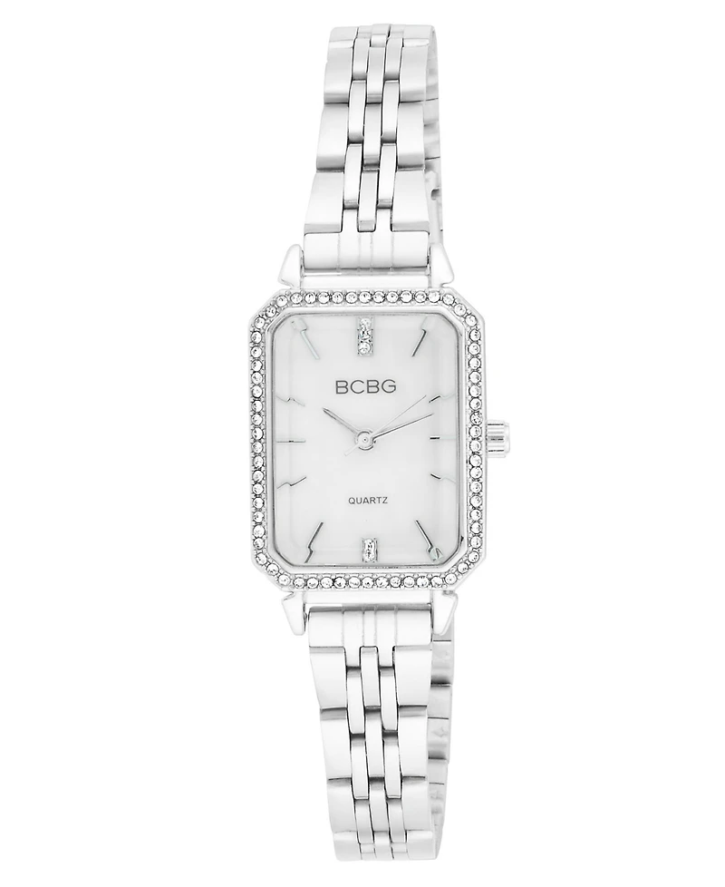Bcbg Women's Quartz Rectangle Silver Stainless Steel Watch 23mm